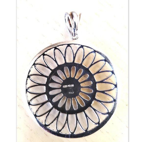 New MILOR ITALY Sterling Silver Large Filigree Flower Pendant - Picture 3 of 3